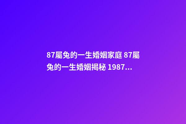 87屬兔的一生婚姻家庭 87屬兔的一生婚姻揭秘 1987年兔一生婚姻狀況 1987年屬兔34歲后享福-第1張-觀點-玄機派